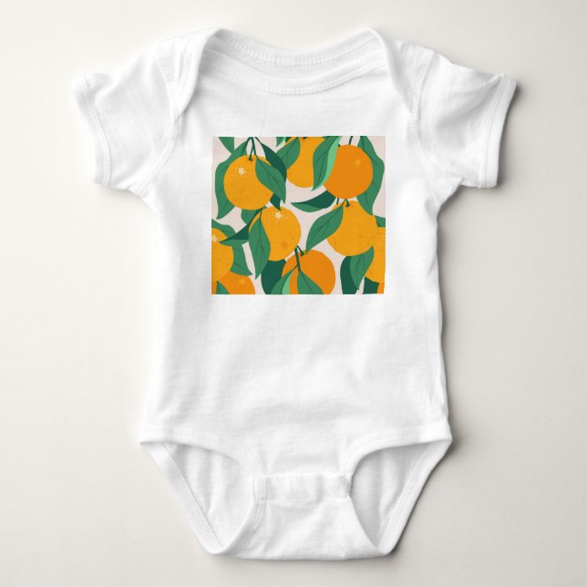 Citrus Tree: Summer Hand Drawn Baby Bodysuit (Front)