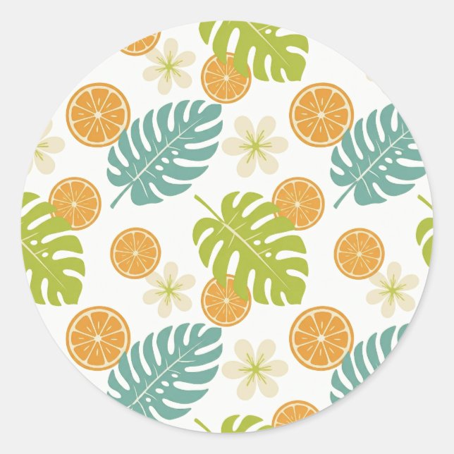 Citrus Tropical Classic Round Sticker (Front)