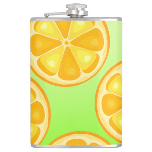 Citrus TROPICAL SUMMER FRUIT Orange lemons Slice Hip Flask