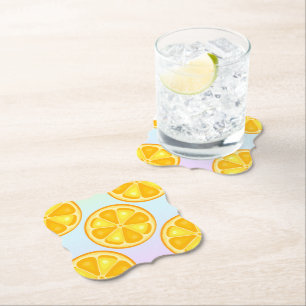 Citrus TROPICAL SUMMER FRUIT Orange lemons Slice Paper Coaster