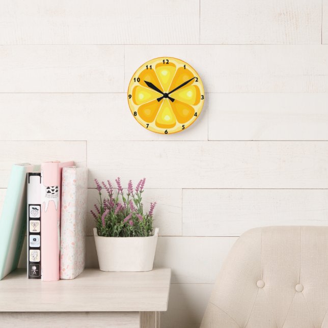 Citrus TROPICAL SUMMER FRUIT Orange lemons Slice Round Clock (Reading Room)