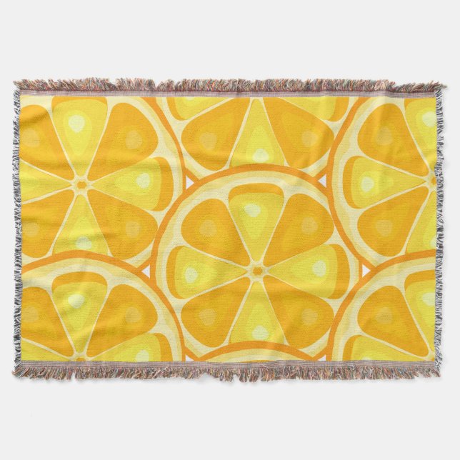 Citrus TROPICAL SUMMER FRUIT Orange lemons Slice Throw Blanket (Front)
