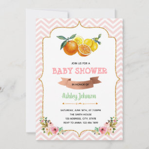 Citrus twins baby shower theme invitation