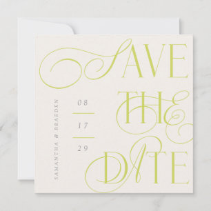 Citrus Twist Modern Calligraphy Save The Date Card