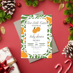 Citrus Two Little Cuties Twin Baby Shower Invite Acrylic Invitations