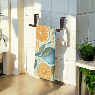 Citrus Vibrant Lemon & Orange Watercolor Floral Tea Towel