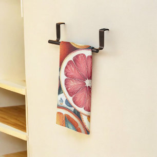 Citrus Vibrant Lemon & Orange Watercolor Floral Tea Towel