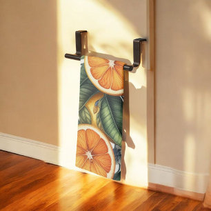 Citrus Vibrant Lemon & Orange Watercolor Floral Tea Towel