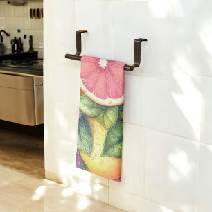 Citrus Vibrant Lemon & Orange Watercolor Floral Tea Towel