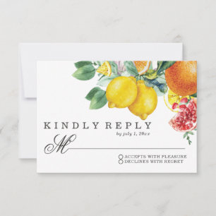 Citrus Watercolor Botanical Wedding RSVP Card