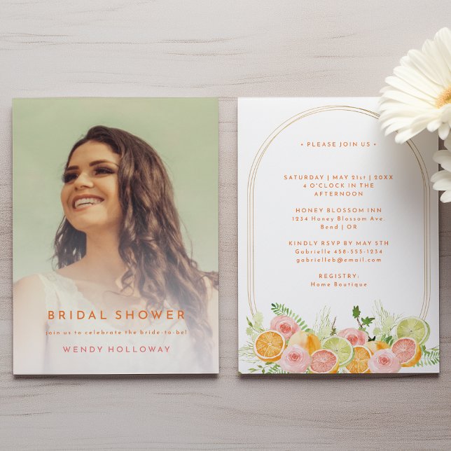 Citrus Watercolor Bridal Shower Photo Invitation (Creator Uploaded)