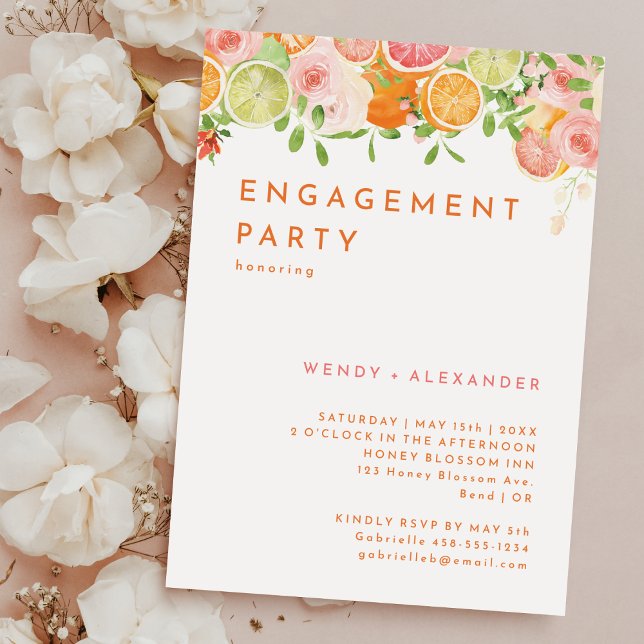 Citrus Watercolor Engagement Party Invitation (Creator Uploaded)