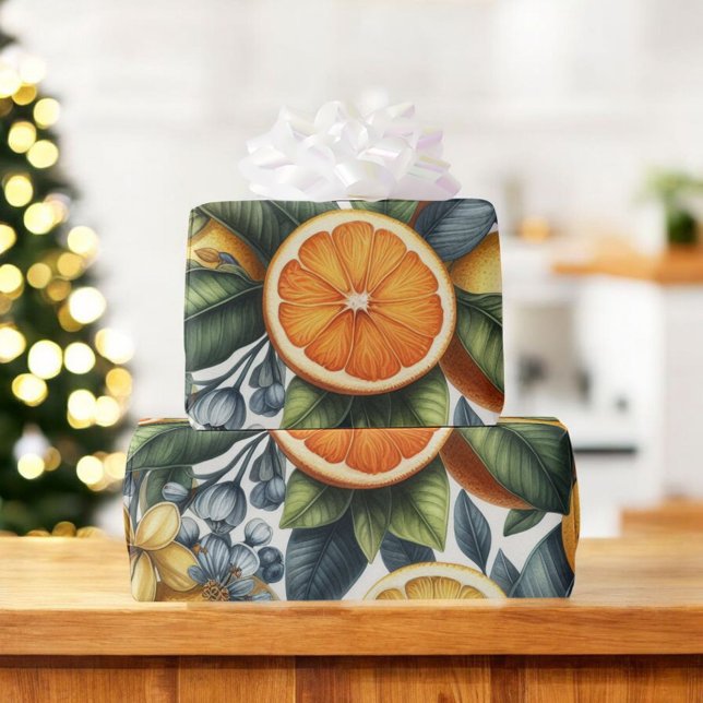 Citrus Watercolor Orange Fruit Botanical Summer Wrapping Paper (Creator Uploaded)