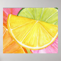 Citrus Watercolor Painting, Lime, Lemon, Orange
