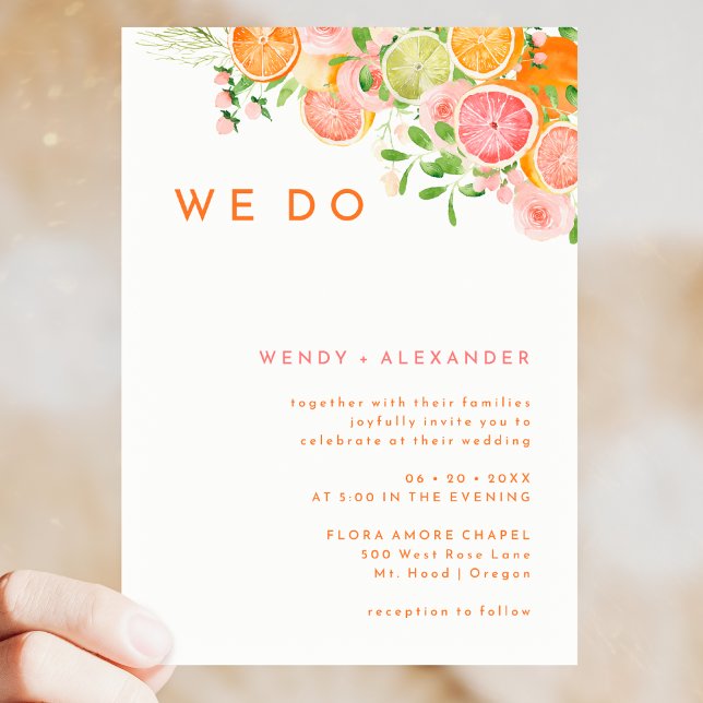 Citrus Watercolor We Do Wedding Invitation (Creator Uploaded)