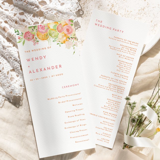 Citrus Watercolor Wedding Flat Programme (Creator Uploaded)