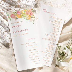 Citrus Watercolor Wedding Flat Programme
