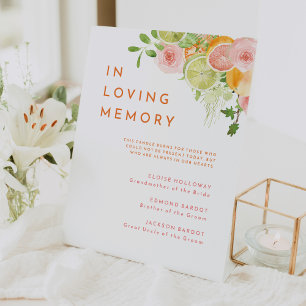 Citrus Watercolor Wedding Memorial Pedestal Sign
