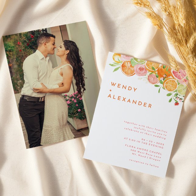Citrus Watercolor Wedding Photo Invitation (Creator Uploaded)