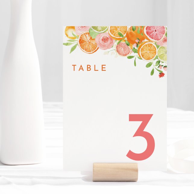 Citrus Watercolor Wedding Table Number (Creator Uploaded)