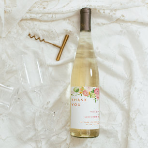 Citrus Watercolor Wedding Thank You Wine Label