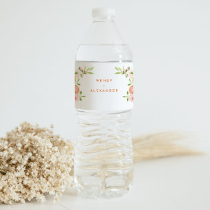Citrus Watercolor Wedding Water Bottle Label