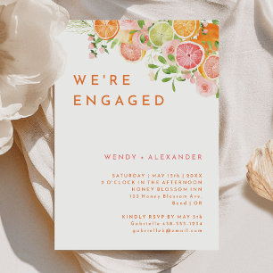 Citrus Watercolor We're Engaged Engagement Party Invitation