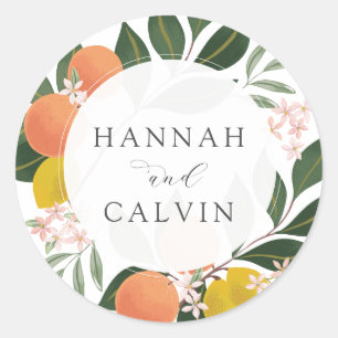 Citrus Wedding Classic Round Sticker