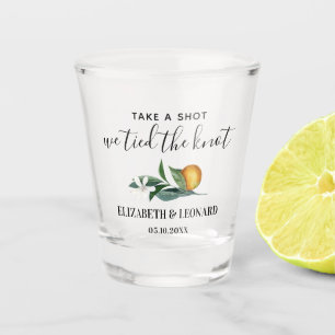 Citrus Wedding Favour take a shot we tied the knot Glass