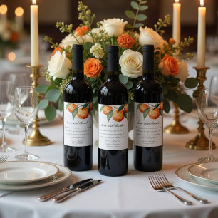 Citrus Wedding Mediterranean Orange  Wine Label