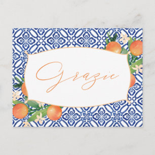 Citrus Wedding or Shower Thank You - Grazie Italy Postcard