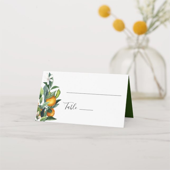 Citrus Wedding Place card with oranges (Front)