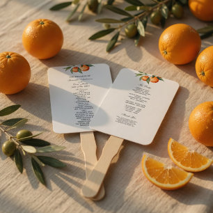 Citrus Wedding Program Fan Mediterranean Orange