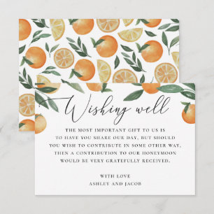 Citrus Wedding Wishing Well Orange Honeymoon Enclosure Card