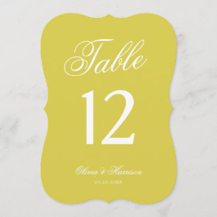 Citrus Wedding Yellow Die Cut Table Number