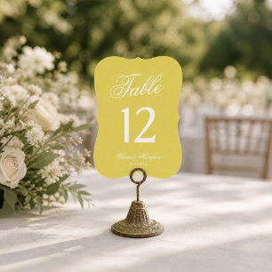 Citrus Wedding Yellow Die Cut Table Number