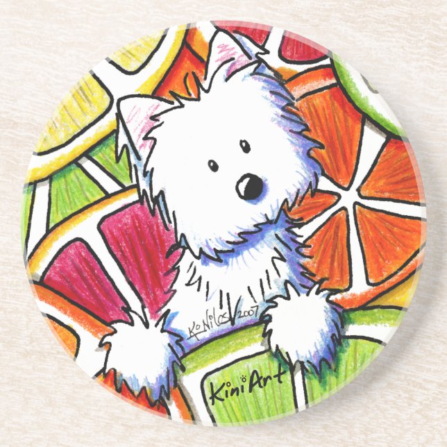 Citrus Westie Coaster (Front)