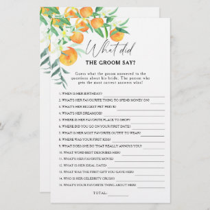 Citrus - What did the groom say bridal game