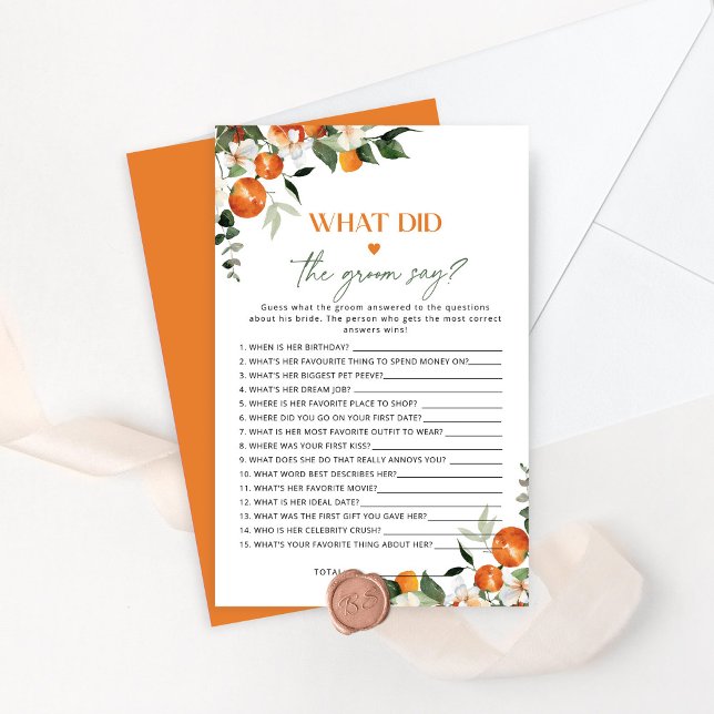 Citrus What did the groom say bridal shower game (Creator Uploaded)