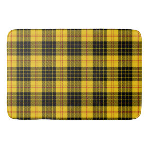 Citrus Yellow And Black Plaid Bath Mat