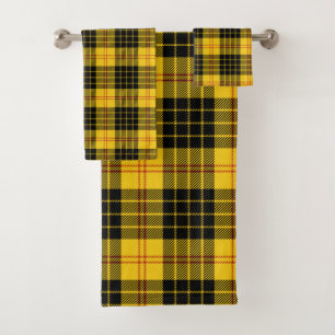 Citrus Yellow And Black Plaid Bath Towel Set
