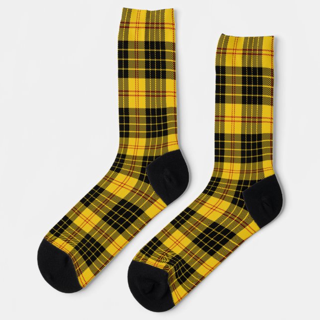 Citrus Yellow And Black Plaid Socks (Left)