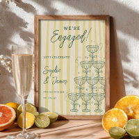 Citrus Yellow Champagne Tower Engagement Welcome