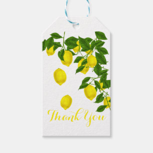 Citrus Yellow Lemon Thank You Green Wedding Party Gift Tags