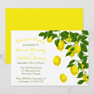 Citrus Yellow Rehearsal Dinner Lemon Green Wedding Invitation