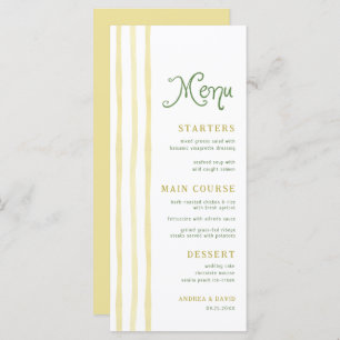 Citrus Yellow Stripe Handwriting Summer Wedding Menu