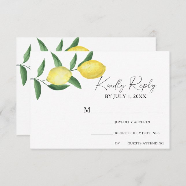 Citrus yellow - Wedding RSVP Card (Front/Back)
