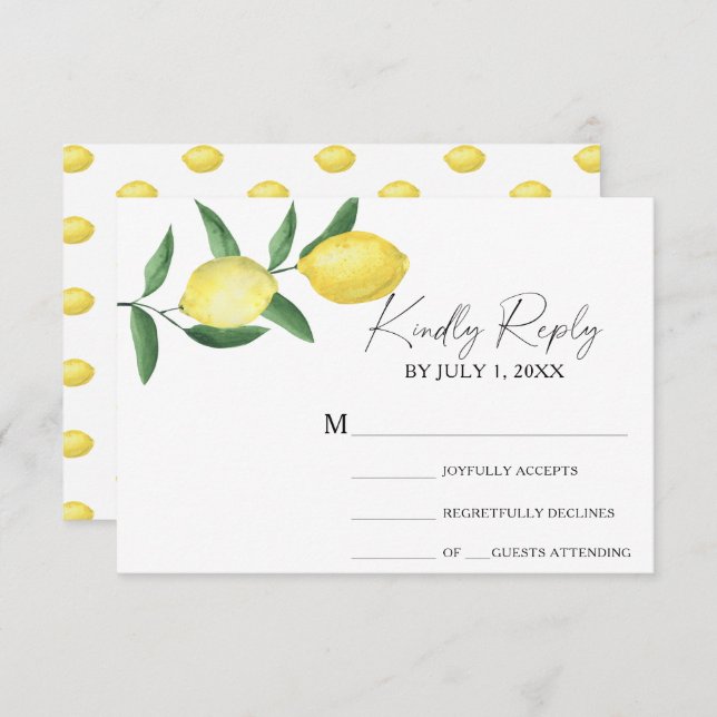 Citrus yellow - Wedding RSVP Card (Front/Back)