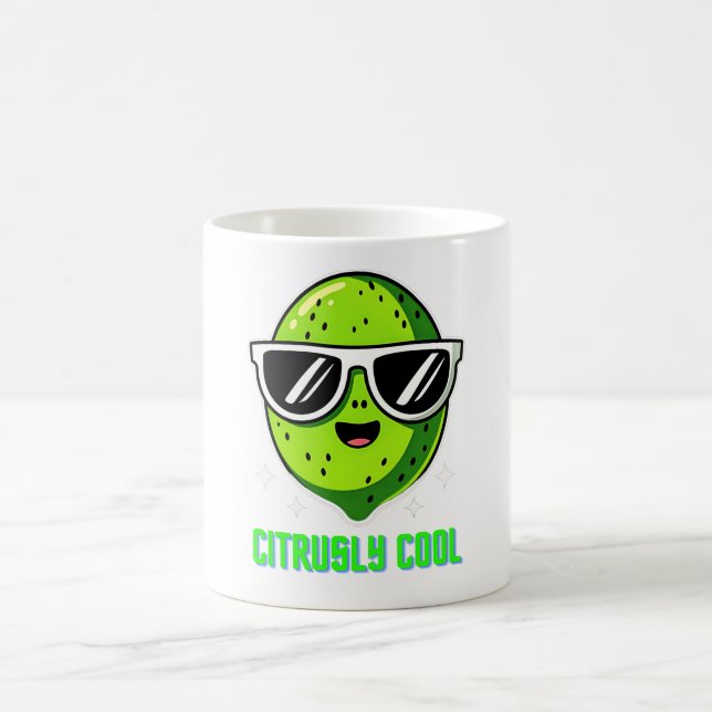 Citrusly Cool Funny Seriously Cool Lime Sunglasses Coffee Mug (Center)