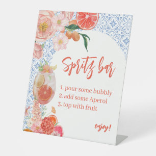Citurs Orange Aperol Spritz Bar Bridal Shower Pedestal Sign